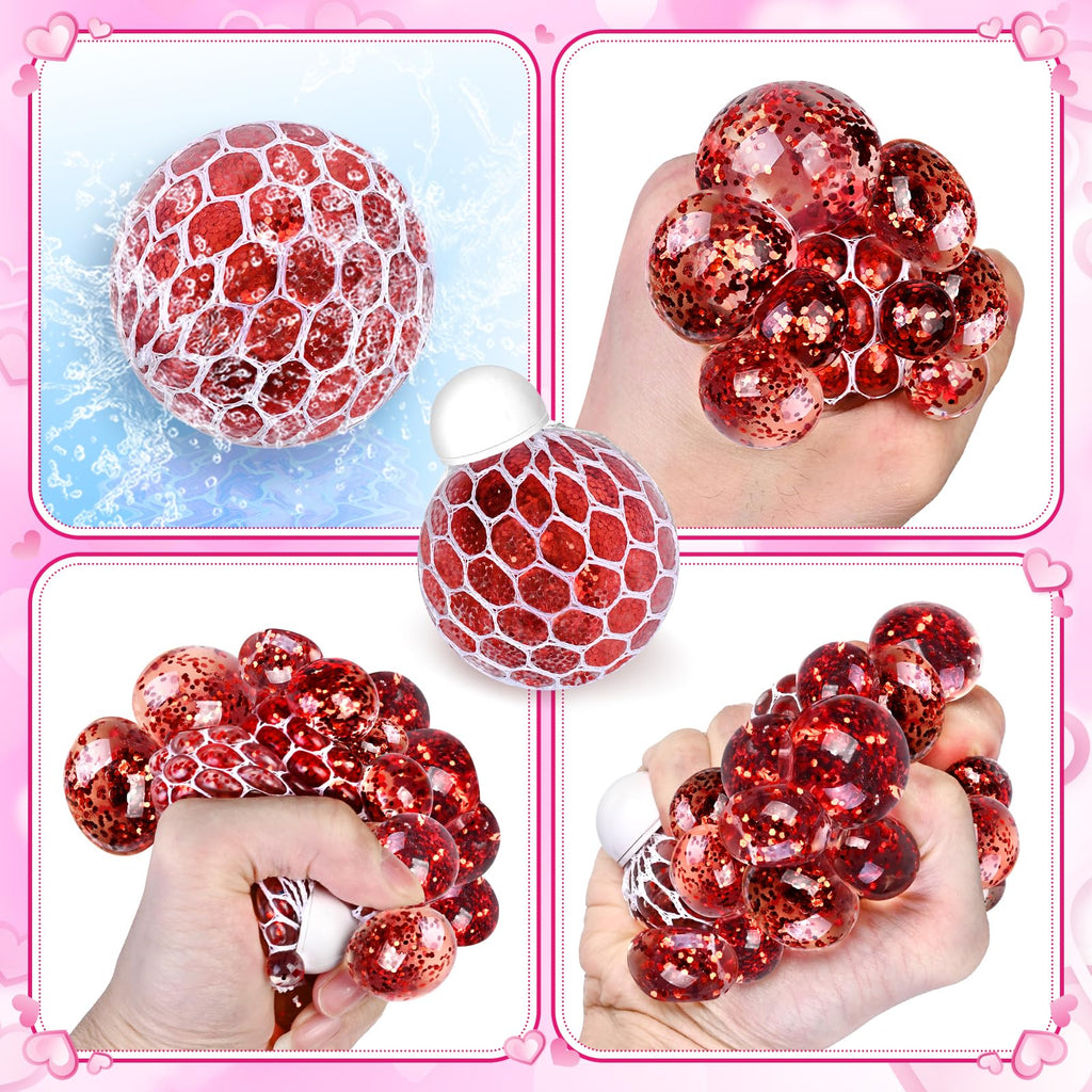 Shemira Valentines Cards & 24 Stretch Squeeze Balls – Classroom Party Favors for Kids