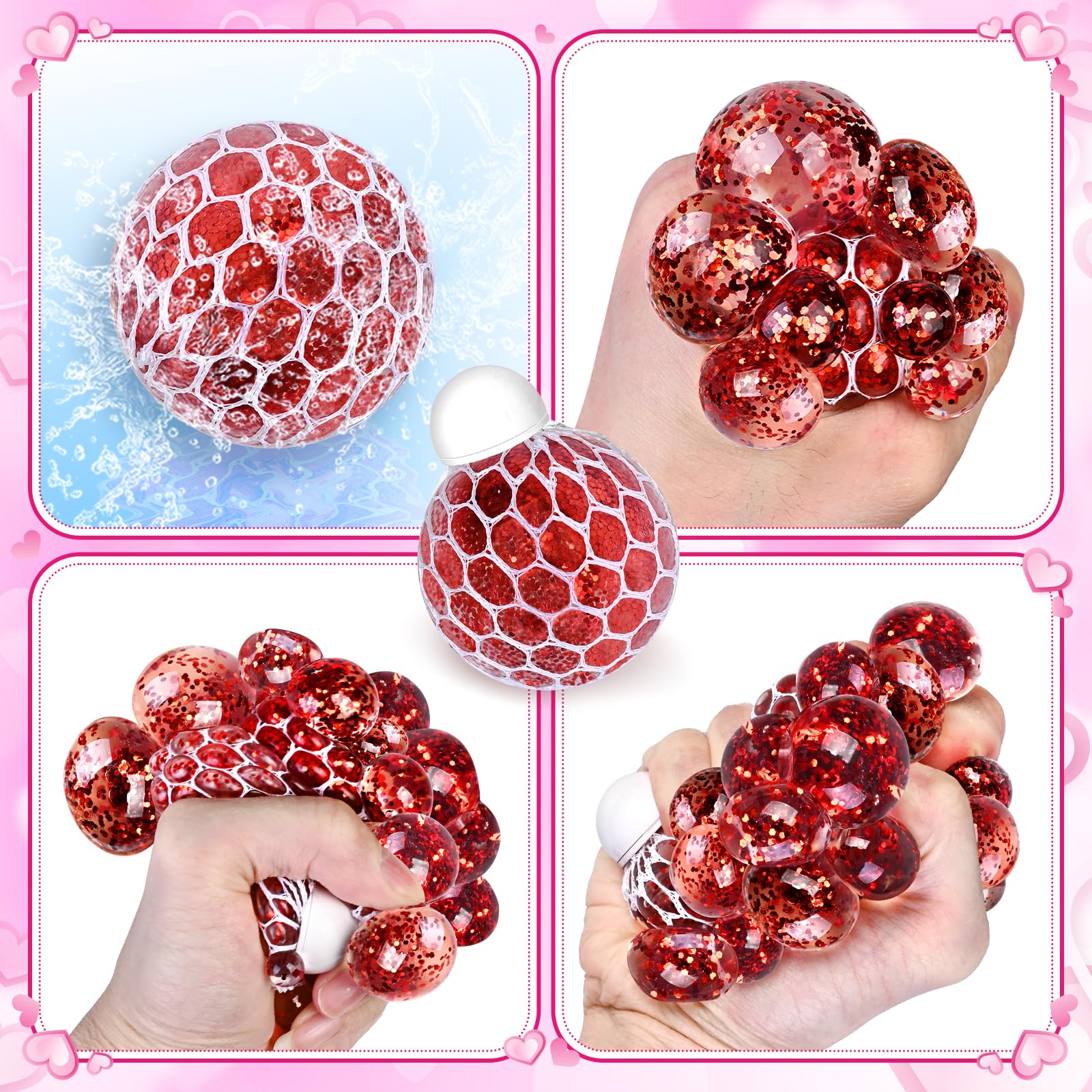 Shemira Valentines Cards & 24 Stretch Squeeze Balls – Classroom Party Favors for Kids
