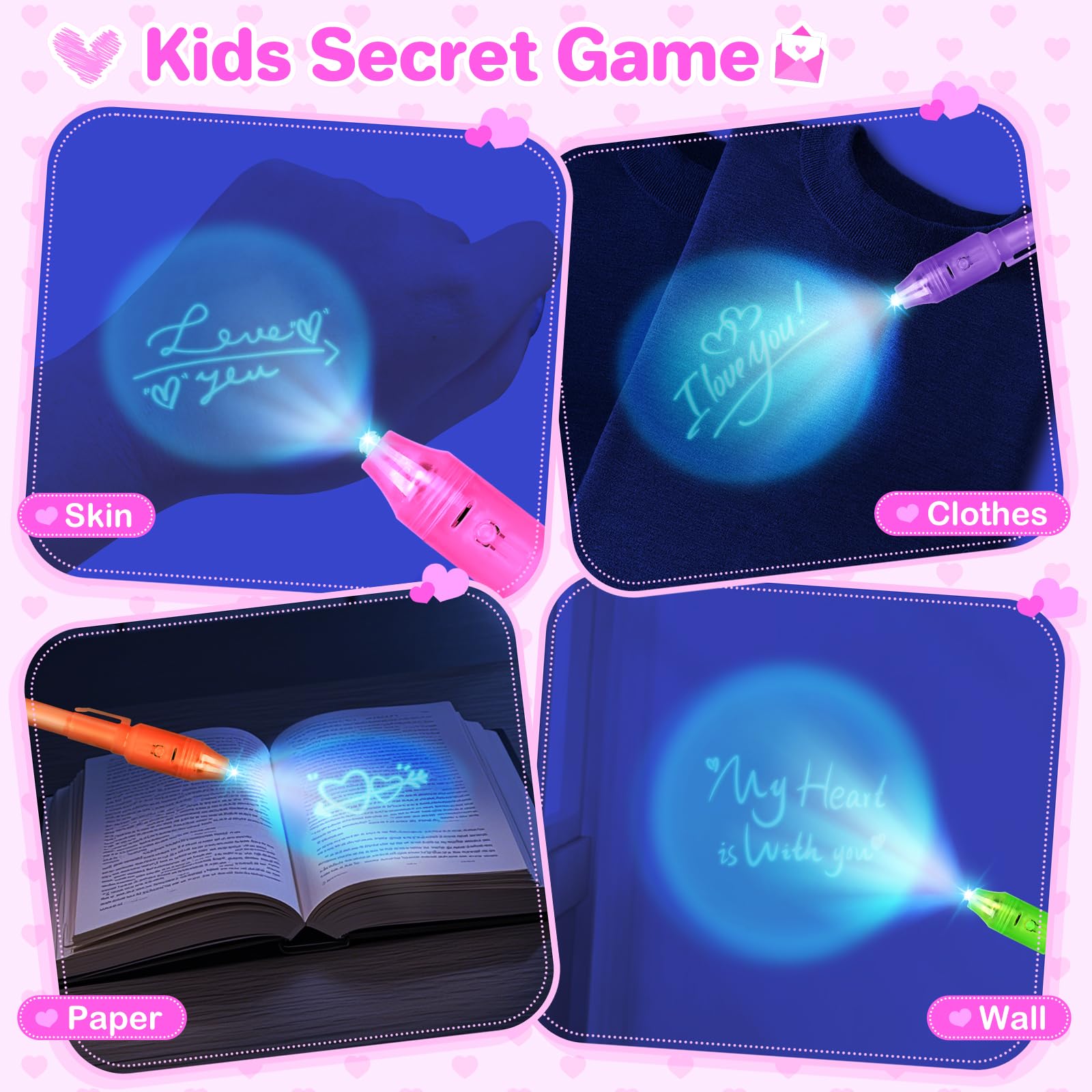 Shemira 24-Pack Valentines Day Cards for Kids with Invisible Ink Pens – Detective Theme Classroom Exchange & Party Favors