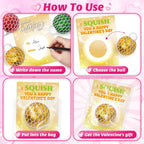 Shemira Valentines Cards & 24 Stretch Squeeze Balls – Classroom Party Favors for Kids