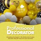 SHERYL DECOR All-in-1 Bee Balloons Garland Kit & Arch – Black, Yellow & White
