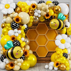 SHERYL DECOR All-in-1 Bee Balloons Garland Kit & Arch – Black, Yellow & White