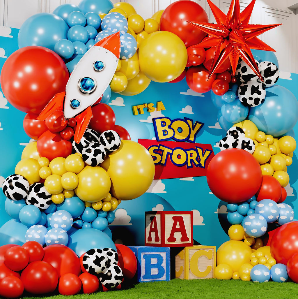 SHERYL DECOR ALL-IN-1 Toy Story Balloons Arch Kit – Its A Boy Baby Shower Garland, Easy DIY