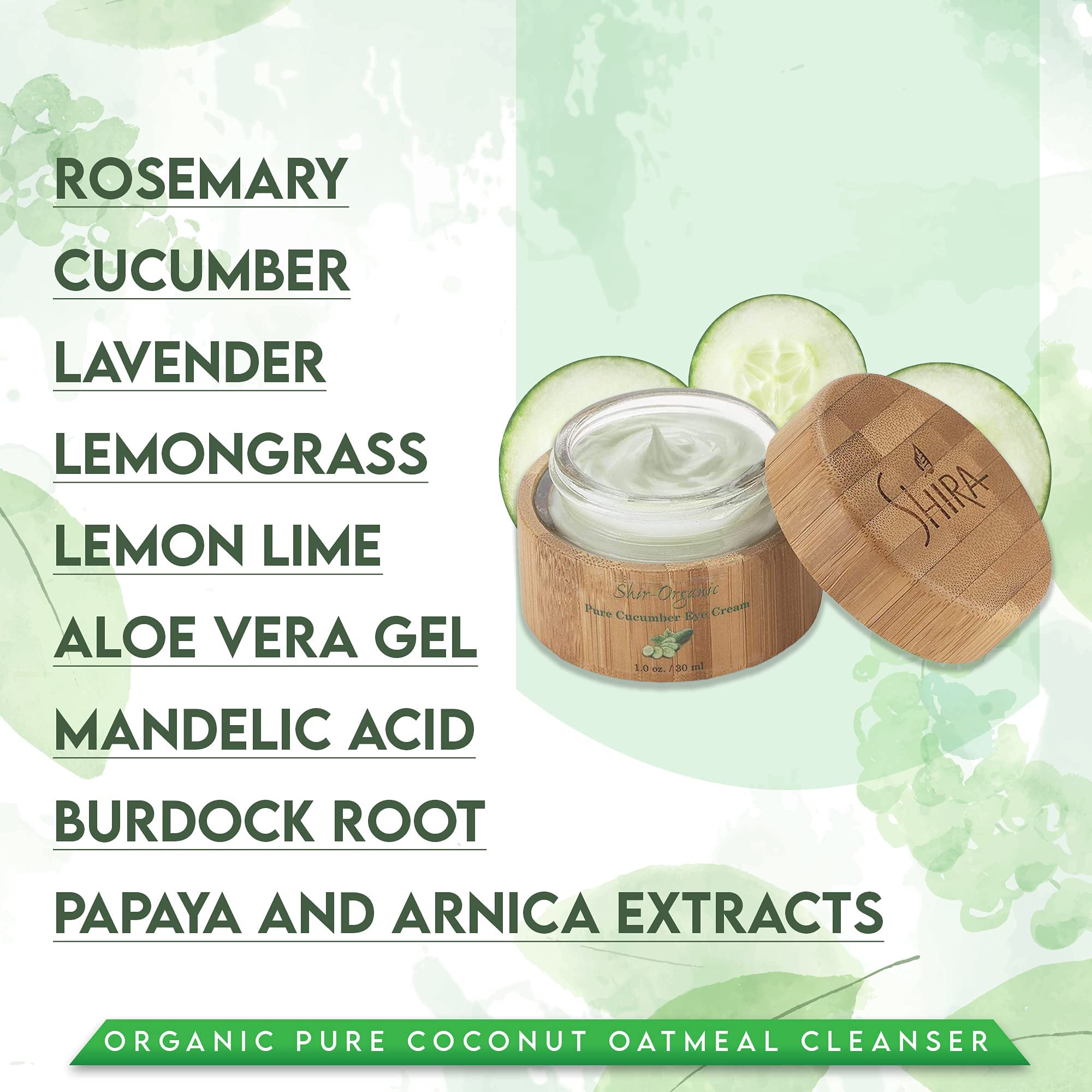 Shira Shir-Organic Pure Cucumber Eye Cream – Instant Hydration for All Skin Types (30 ml)