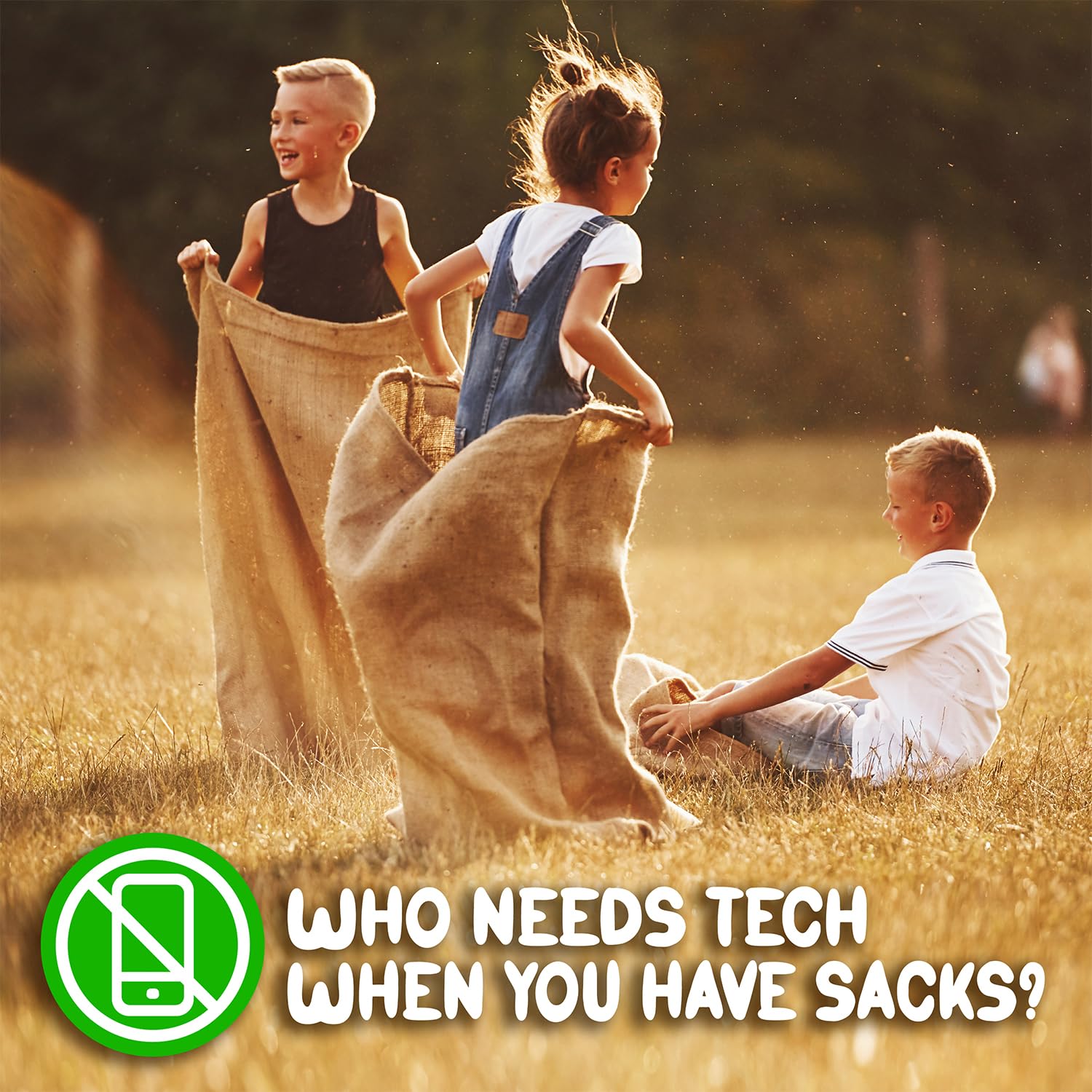 Shop Square Potato Sack Race Bags 23x40 – 6-Pack Burlap Sacks for Field Day & Outdoor Fun