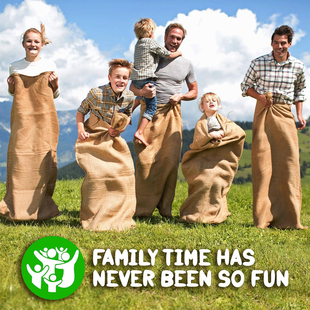 Shop Square Potato Sack Race Bags 23x40 – 6-Pack Burlap Sacks for Field Day & Outdoor Fun