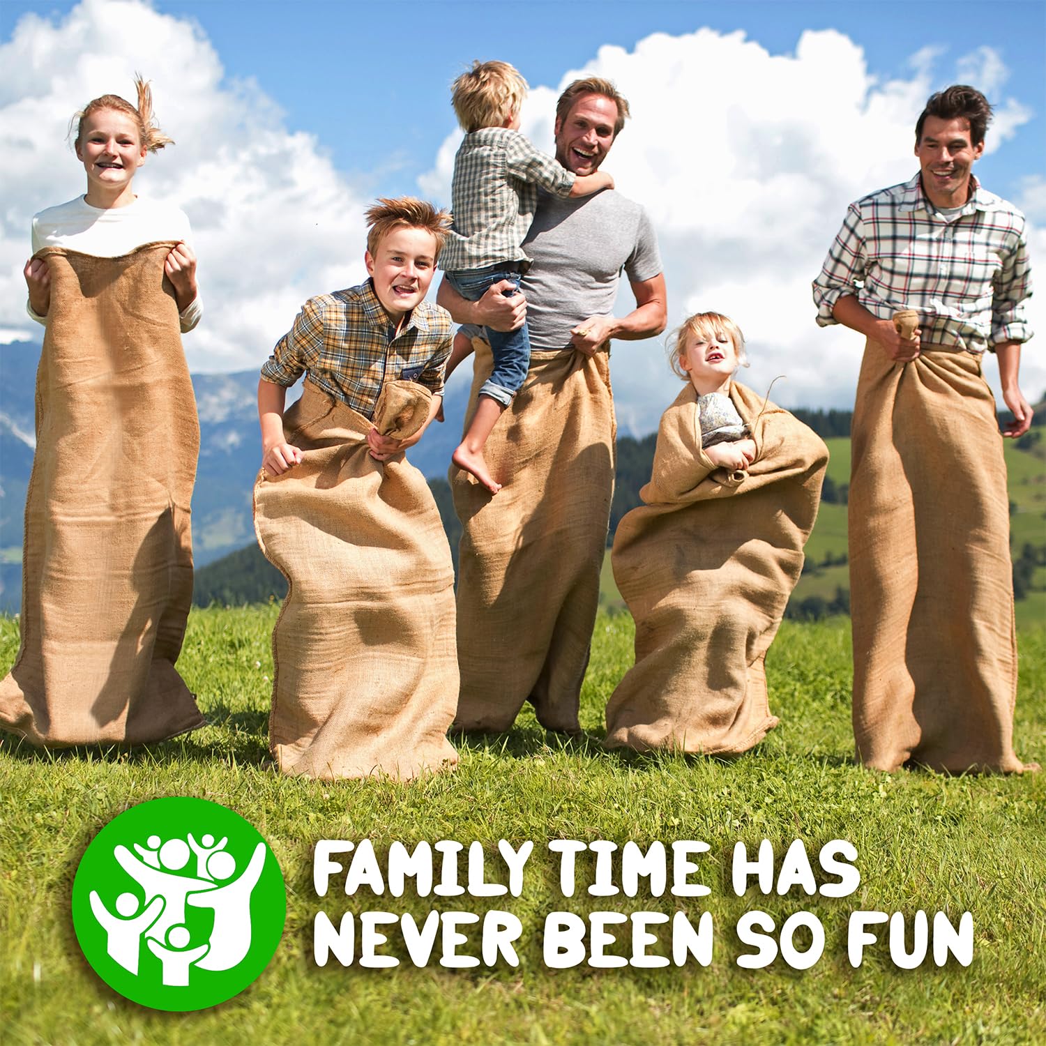 Shop Square Potato Sack Race Bags 23x40 – 6-Pack Burlap Sacks for Field Day & Outdoor Fun