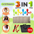 Shop Square Outdoor Field Day Games Kit – Potato Sack Race Bags, Egg & Spoon, 3-Legged Race Bands & Storage Bag