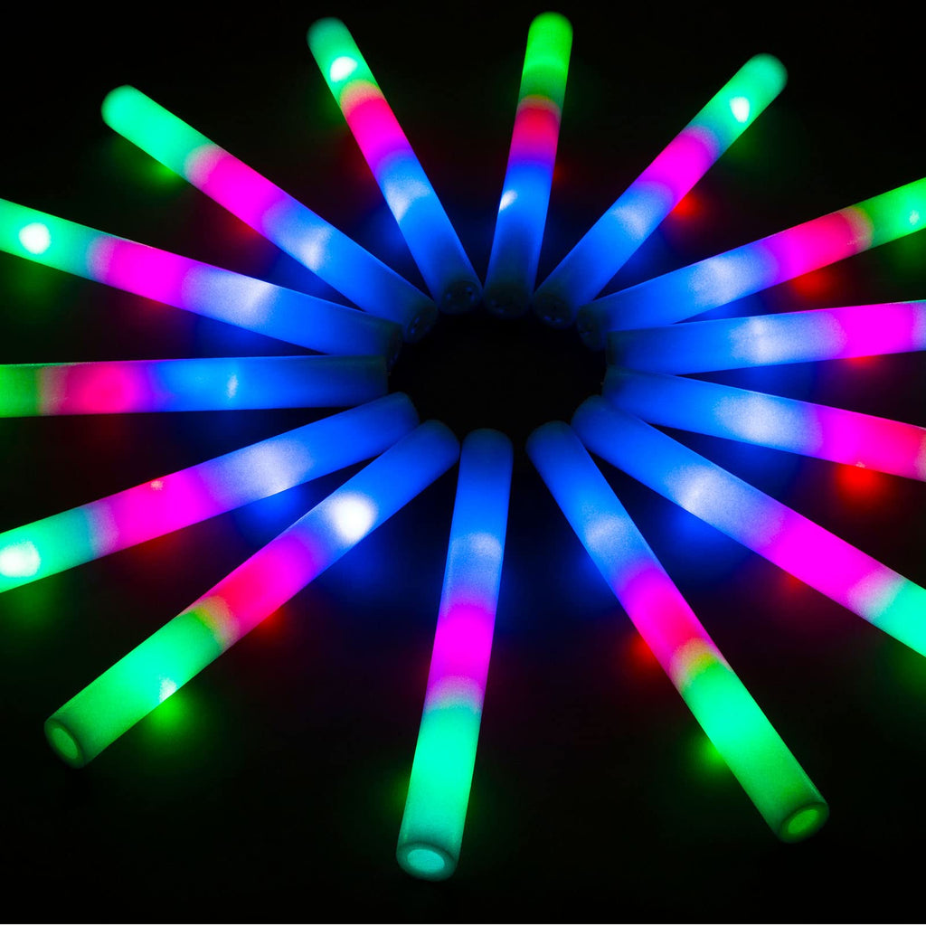 SHQDD 105PCS LED Foam Glow Sticks – 3 Modes, Glow in the Dark Party Pack
