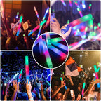 SHQDD 100PCS LED Foam Sticks - 3-Mode Colorful Glow, Glow Stick Bulk Party Pack for Weddings, Raves, Concerts
