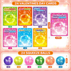 ShyLizard 24-Pack Valentines Cards with Squeeze Balls – Classroom Gift Exchange & Party Favors