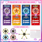 ShyLizard 24-Pack Valentines Day Cards with Fidget Spinners – Classroom Gifts & Kids Party Favors
