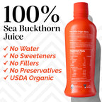 sibu Omega-7 Pure Sea Buckthorn Juice — 32 oz USDA Organic, 721 mg Omega-7 per oz