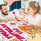 SICOHOME Valentines Coloring Tablecloth – 46x33 Inches Giant Coloring Poster with 91 Valentines Stickers