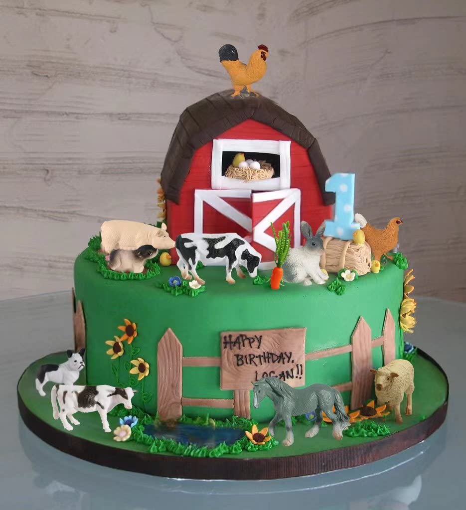 SIENON 15Pcs Farm Animal Figures — Realistic Mini Animals for Cake Toppers & Decor