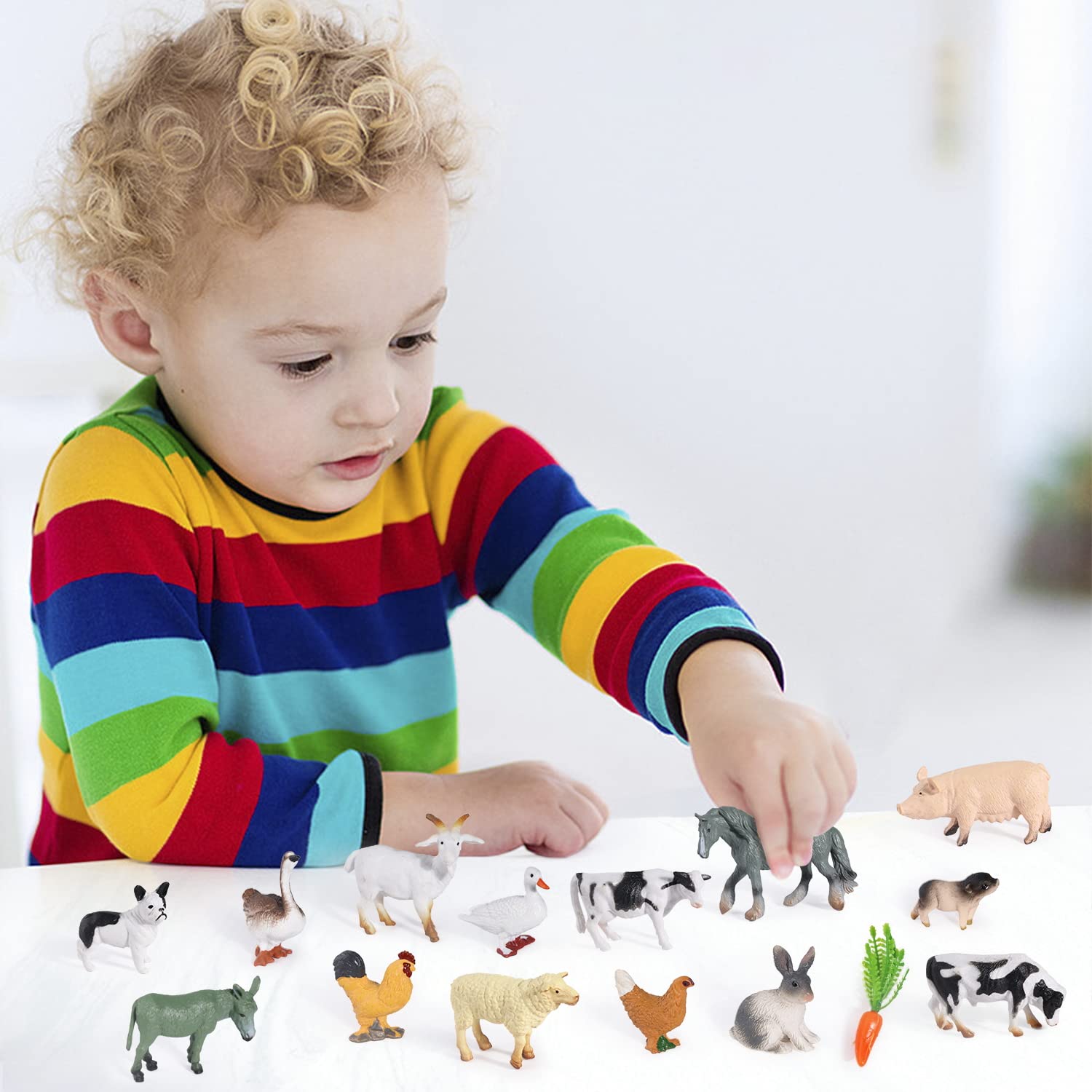 SIENON 15Pcs Farm Animal Figures — Realistic Mini Animals for Cake Toppers & Decor