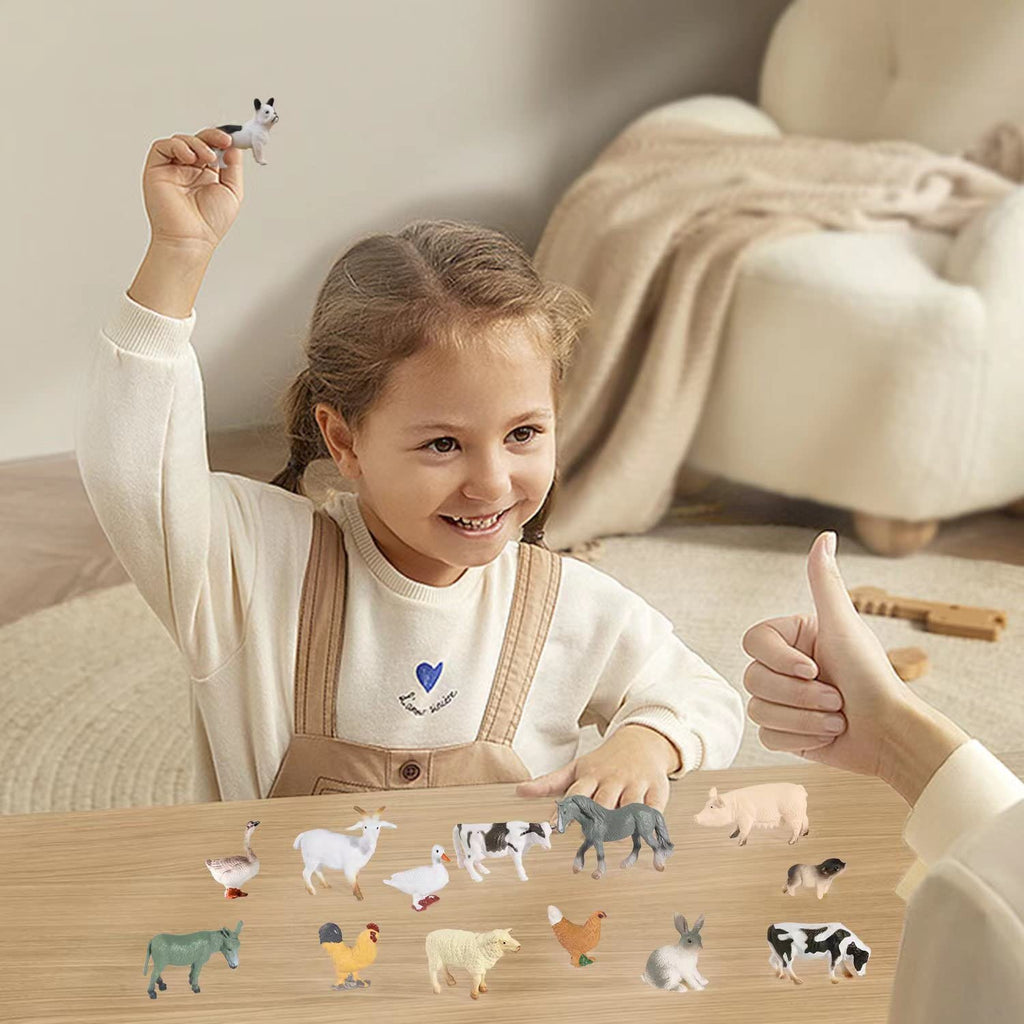 SIENON 15Pcs Farm Animal Figures — Realistic Mini Animals for Cake Toppers & Decor