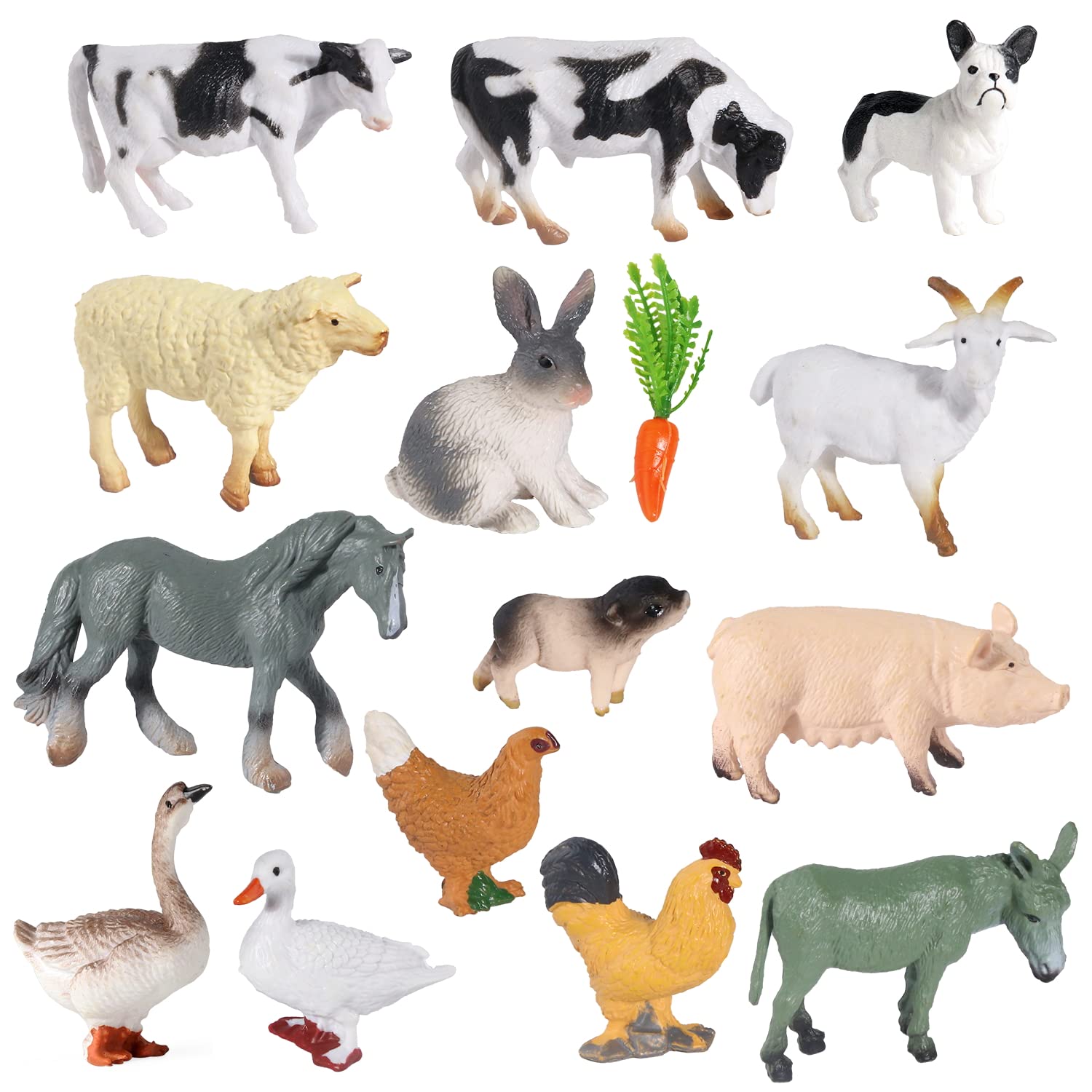SIENON 15Pcs Farm Animal Figures — Realistic Mini Animals for Cake Toppers & Decor