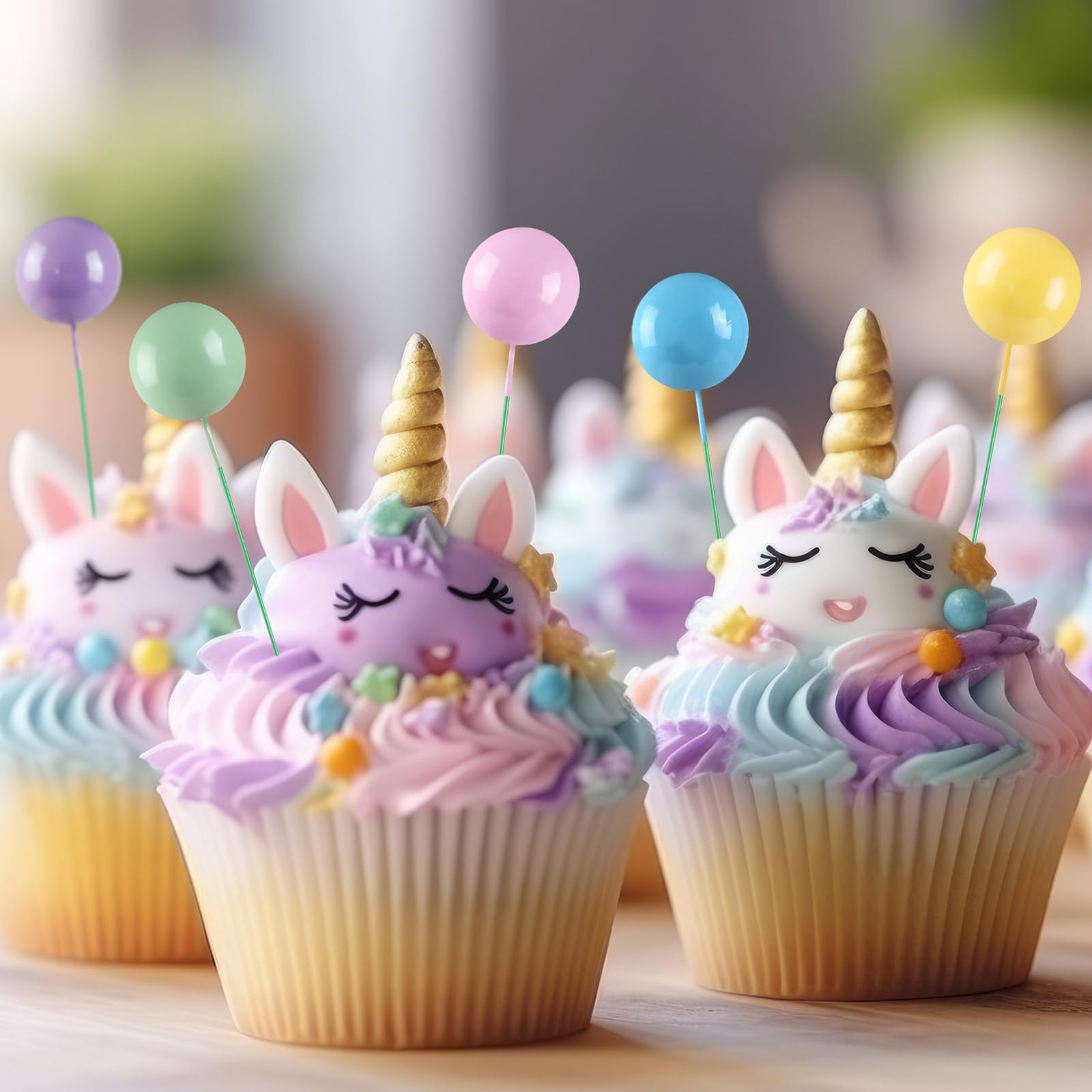 Sieral 40 Pcs Mini Balloon Cake Toppers – Colorful Rainbow Foam Balls for Cakes, Cupcakes & Party Decor
