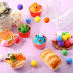 Sieral 40 Pcs Mini Balloon Cake Toppers – Colorful Rainbow Clay Balls