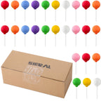 Sieral 40 Pcs Mini Balloon Cake Toppers – Colorful Rainbow Clay Balls