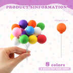 Sieral 40 Pcs Mini Balloon Cake Toppers – Colorful Rainbow Clay Balls