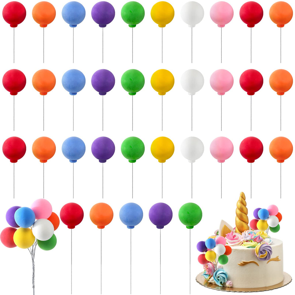 Sieral 40 Pcs Mini Balloon Cake Toppers – Colorful Rainbow Clay Balls