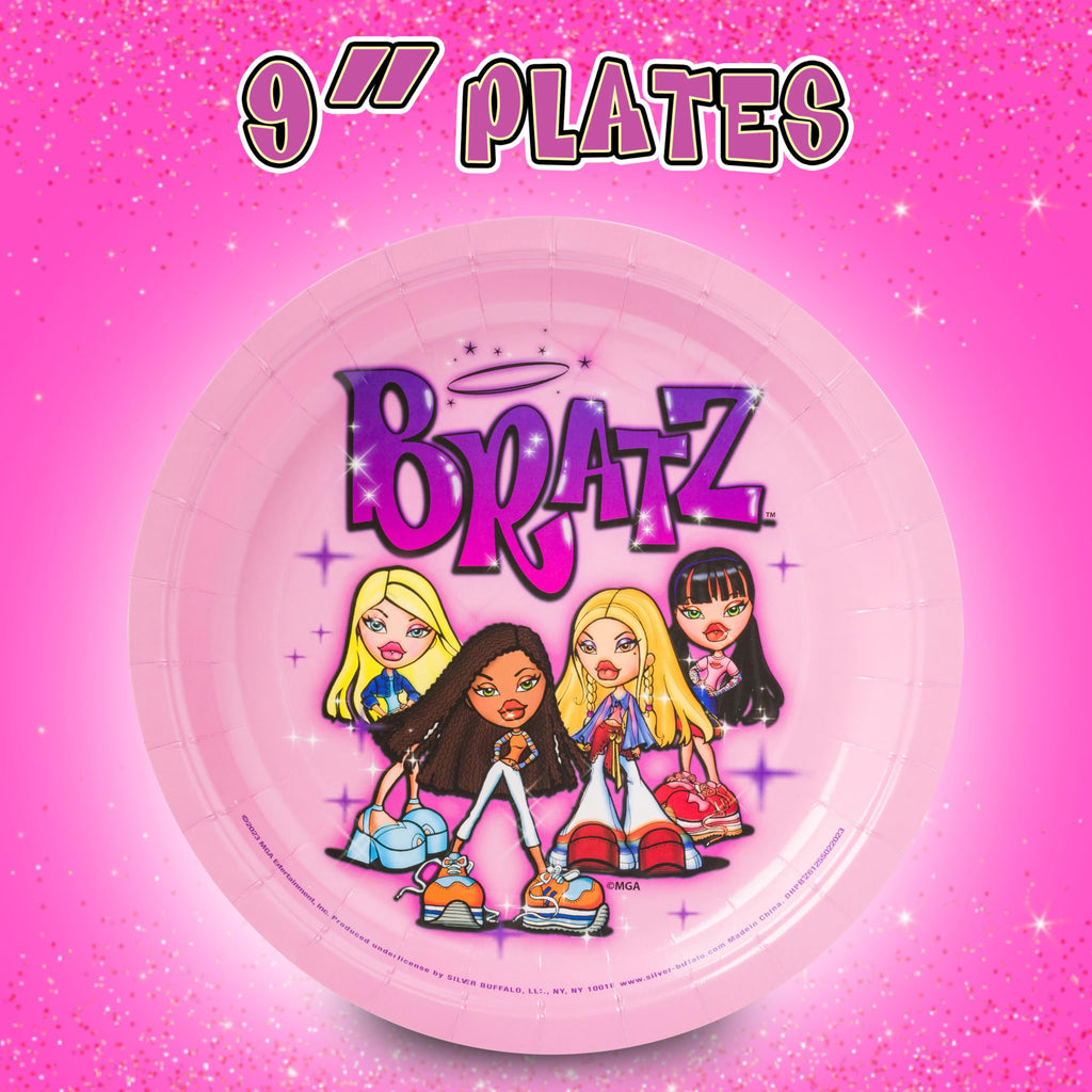 Silver Buffalo Bratz 32-Piece Party Plates & Napkins – Yasmin, Sasha, Jade & Cloe