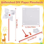 Simgoing 200 Pcs DIY Paper Pinwheels – Blank White Craft Kit for Kids, Bulk Party Favors, 5.12-Inch Leaves