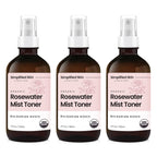 Rose Water Spray for Face & Hair – USDA Organic Rosewater Toner by Simplified Skin (4 oz, 3 Pack)