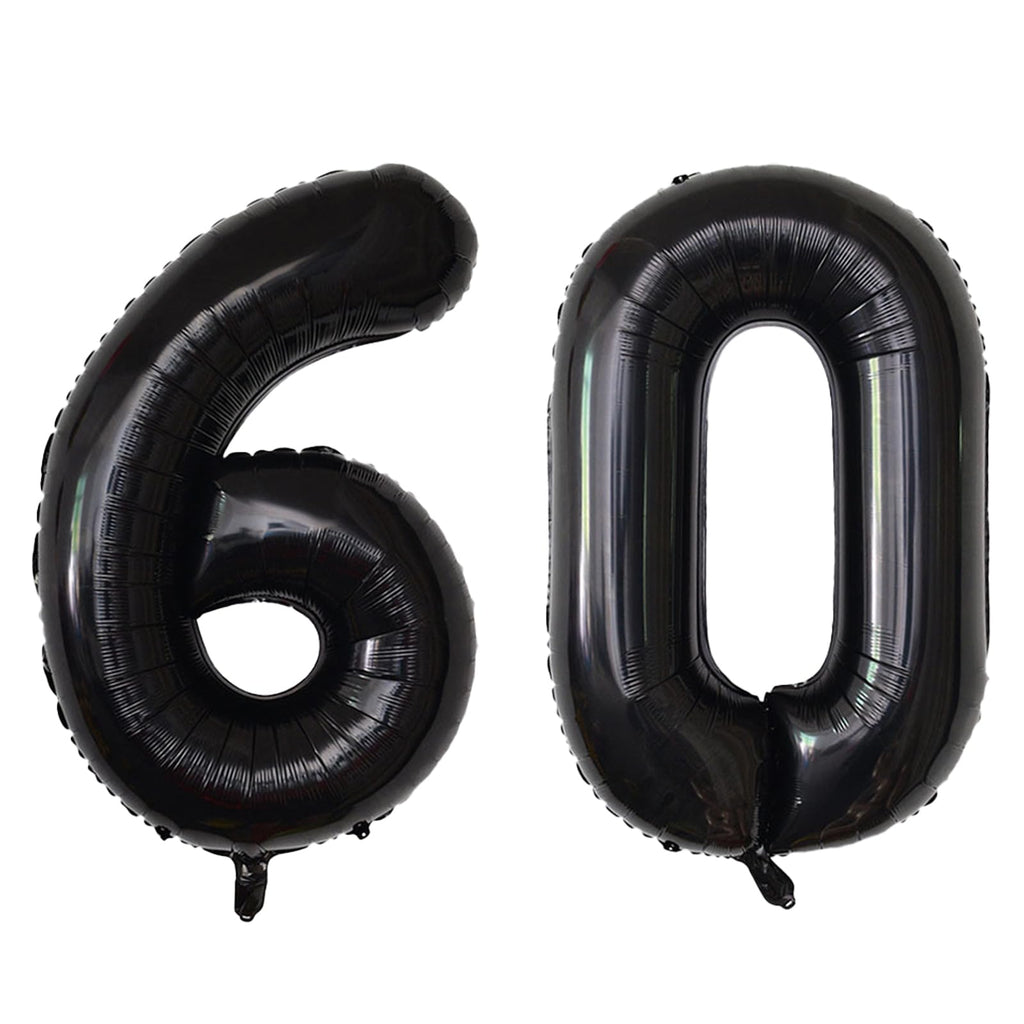 SINBEE 40-Inch Black 60th Birthday Balloons – Giant Mylar 0 & 6 Numbers