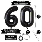 SINBEE 40-Inch Black 60th Birthday Balloons – Giant Mylar 0 & 6 Numbers