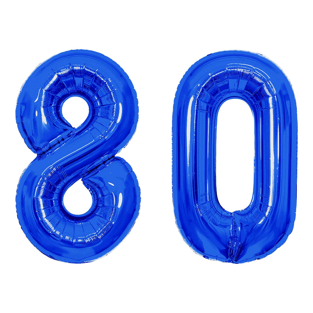 SINBEE 40-Inch Navy Blue 80th Birthday Balloons – Jumbo Mylar Foil 0 & 8 for Milestones