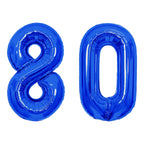 SINBEE 40-Inch Navy Blue 80th Birthday Balloons – Jumbo Mylar Foil 0 & 8 for Milestones