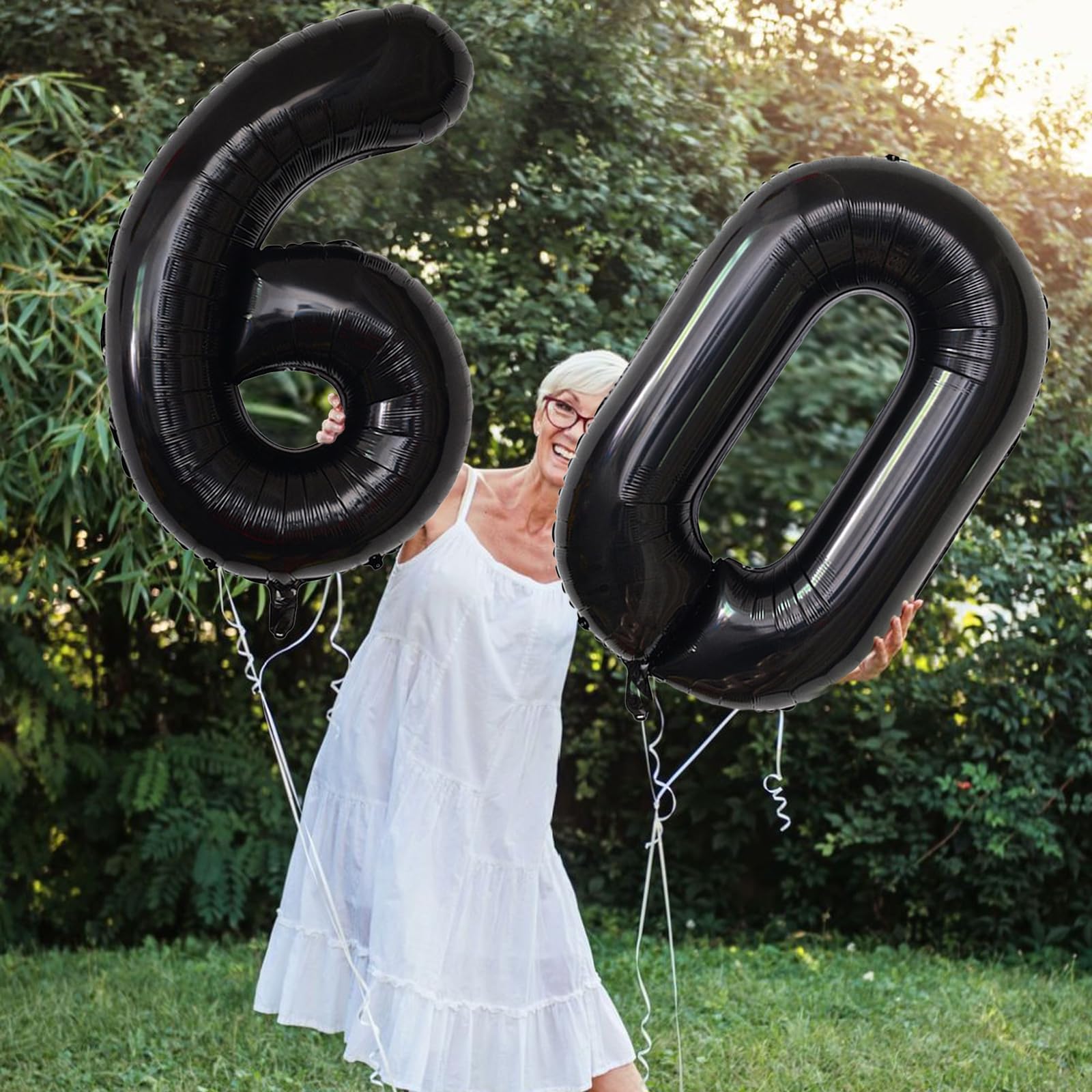 SINBEE 40-Inch Black 60th Birthday Balloons – Giant Mylar 0 & 6 Numbers