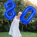 SINBEE 40-Inch Navy Blue 80th Birthday Balloons – Jumbo Mylar Foil 0 & 8 for Milestones