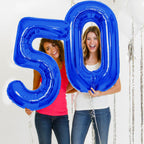 SINBEE 40 Inch Navy Blue 50 Number Balloons – Giant Mylar Foil 0 & 5 for 50th Birthday