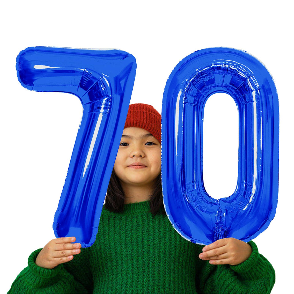SINBEE 40-Inch Navy Blue 70 Number Balloons | Giant Mylar Digits for 70th Birthday & Anniversary