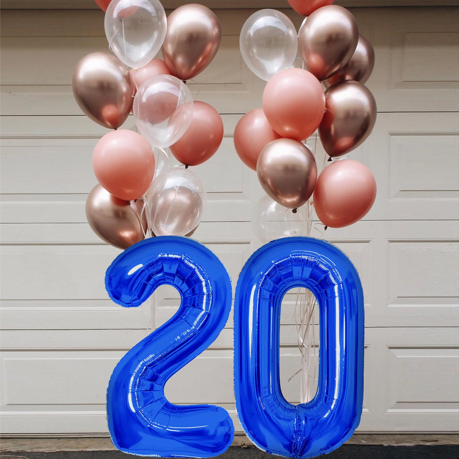 SINBEE 40-Inch Navy Blue 20 Number Balloons – Giant Mylar Foil 0 & 2 for 20th Birthday & Anniversary