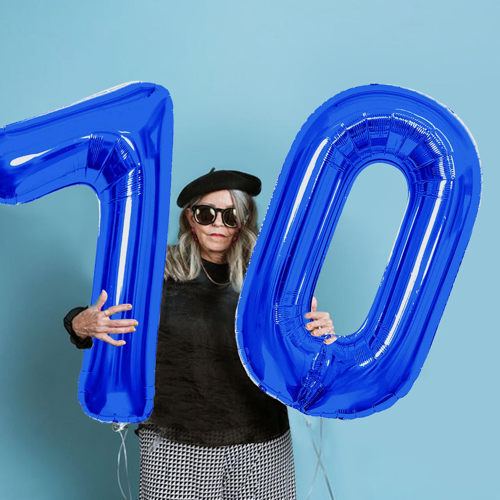 SINBEE 40-Inch Navy Blue 70 Number Balloons | Giant Mylar Digits for 70th Birthday & Anniversary