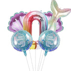 SINBEE Mermaid Birthday Decorations – 40in Number Balloon Kit with Mermaid Tail & Shell Balloons