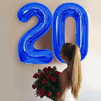 SINBEE 40-Inch Navy Blue 20 Number Balloons – Giant Mylar Foil 0 & 2 for 20th Birthday & Anniversary