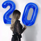 SINBEE 40-Inch Navy Blue 20 Number Balloons – Giant Mylar Foil 0 & 2 for 20th Birthday & Anniversary