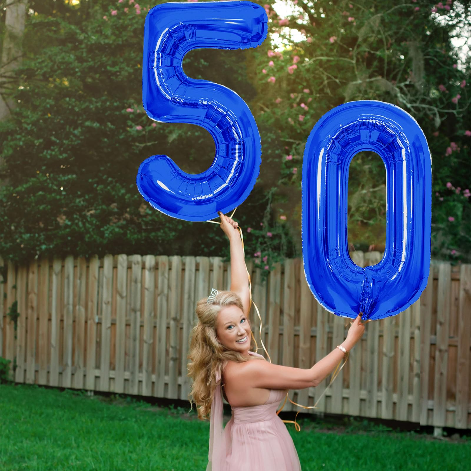 SINBEE 40 Inch Navy Blue 50 Number Balloons – Giant Mylar Foil 0 & 5 for 50th Birthday