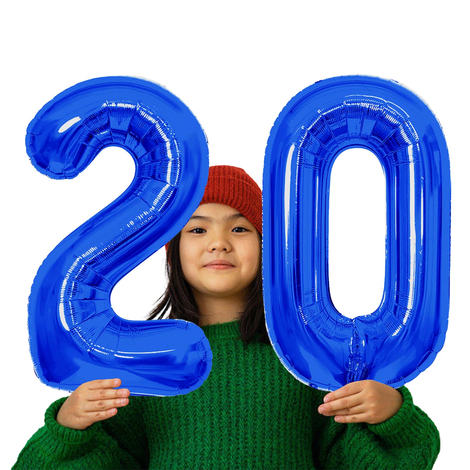 SINBEE 40-Inch Navy Blue 20 Number Balloons – Giant Mylar Foil 0 & 2 for 20th Birthday & Anniversary