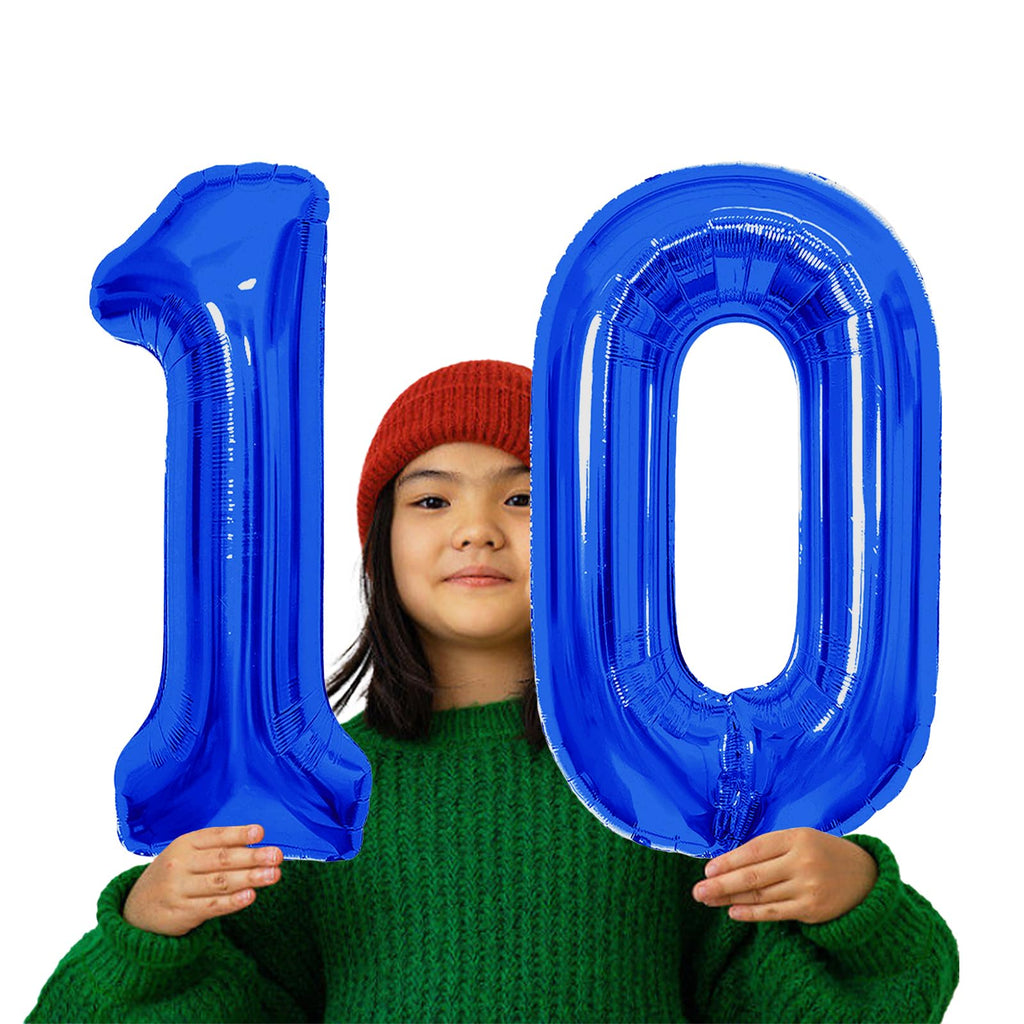 SINBEE 40-Inch Navy Blue 0 & 1 Number Balloons – Giant Mylar Decor for 10th Birthdays & Anniversaries
