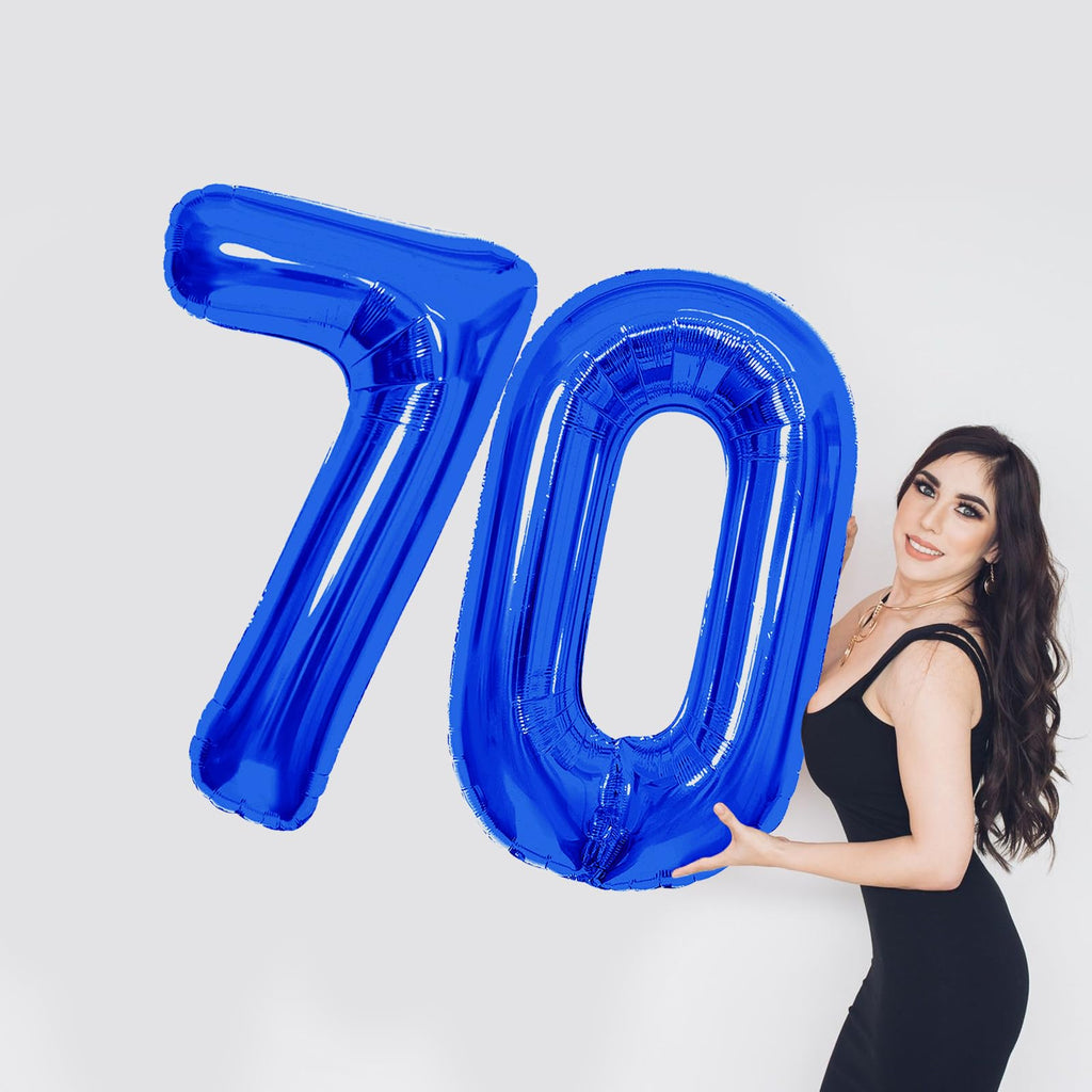 SINBEE 40-Inch Navy Blue 70 Number Balloons | Giant Mylar Digits for 70th Birthday & Anniversary