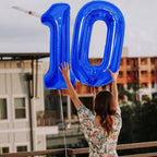 SINBEE 40-Inch Navy Blue 0 & 1 Number Balloons – Giant Mylar Decor for 10th Birthdays & Anniversaries
