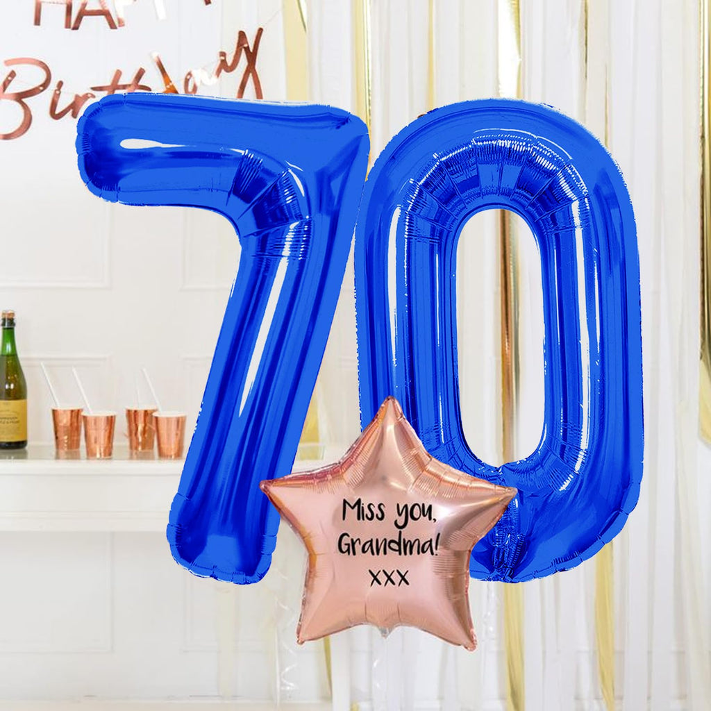 SINBEE 40-Inch Navy Blue 70 Number Balloons | Giant Mylar Digits for 70th Birthday & Anniversary