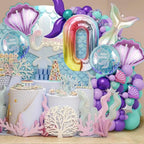 SINBEE Mermaid Birthday Decorations – 40in Number Balloon Kit with Mermaid Tail & Shell Balloons
